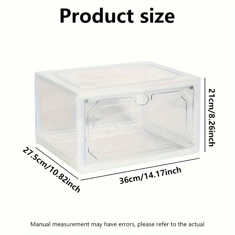 Plastic Stackable Shoe Rack Box with Door for Entryway