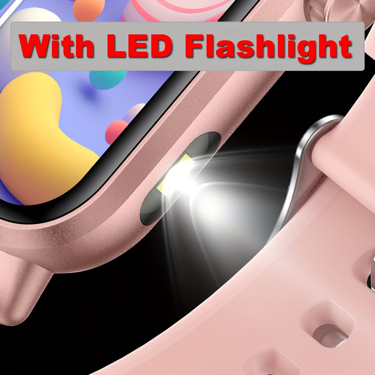 HD Sports Smartwatch 1.85 inch Pink Steel Band LED Flashlight Wireless Calling