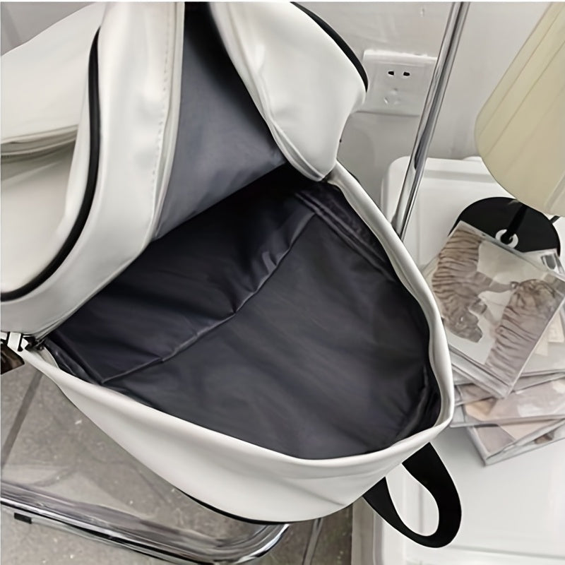 Minimalist Solid Backpack PU Leather Laptop Computer Backpack