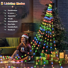 Christmas Outdoor 180 LED Waterfall Tree Lights 8 Modes USB Plug In Waterproof