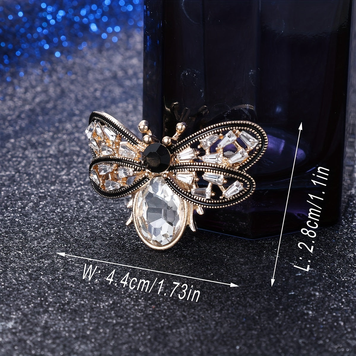 Emerald Rhinestone Bee Brooch Halloween Gift For Men