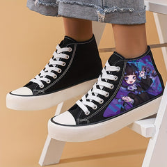 Anime Girl Pattern Lightweight High Top Canvas Sneakers