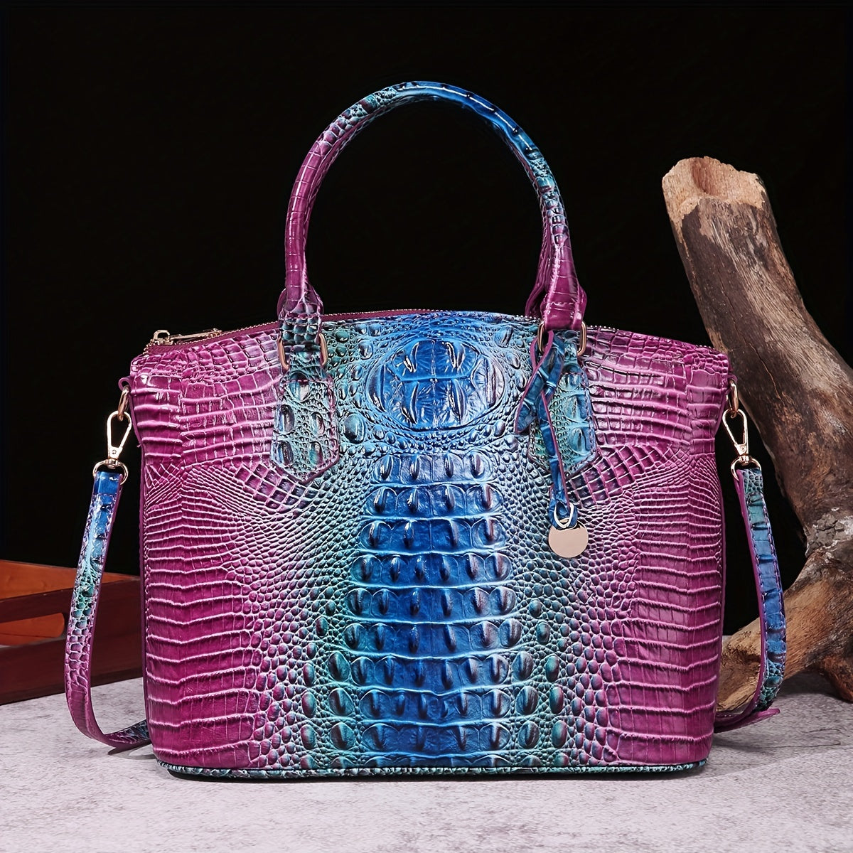 Crocodile Pattern Tote Bag PU Leather Shoulder Bag