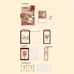 Vintage Cartoon Rabbit Sticky Notes Set Notebook Post Card Greeting Card