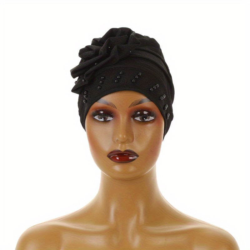 Beaded Turban Cap Headscarf Chemo Cap Elastic Bonnet