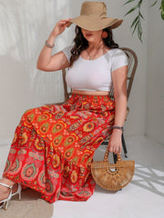  Boho Skirt Womens Paisley Floral Print Elastic High R