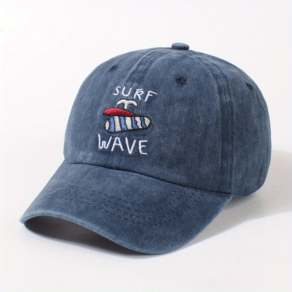 SURF WAVE Embroidery Baseball Cap Distressed Cotton Dad Hats