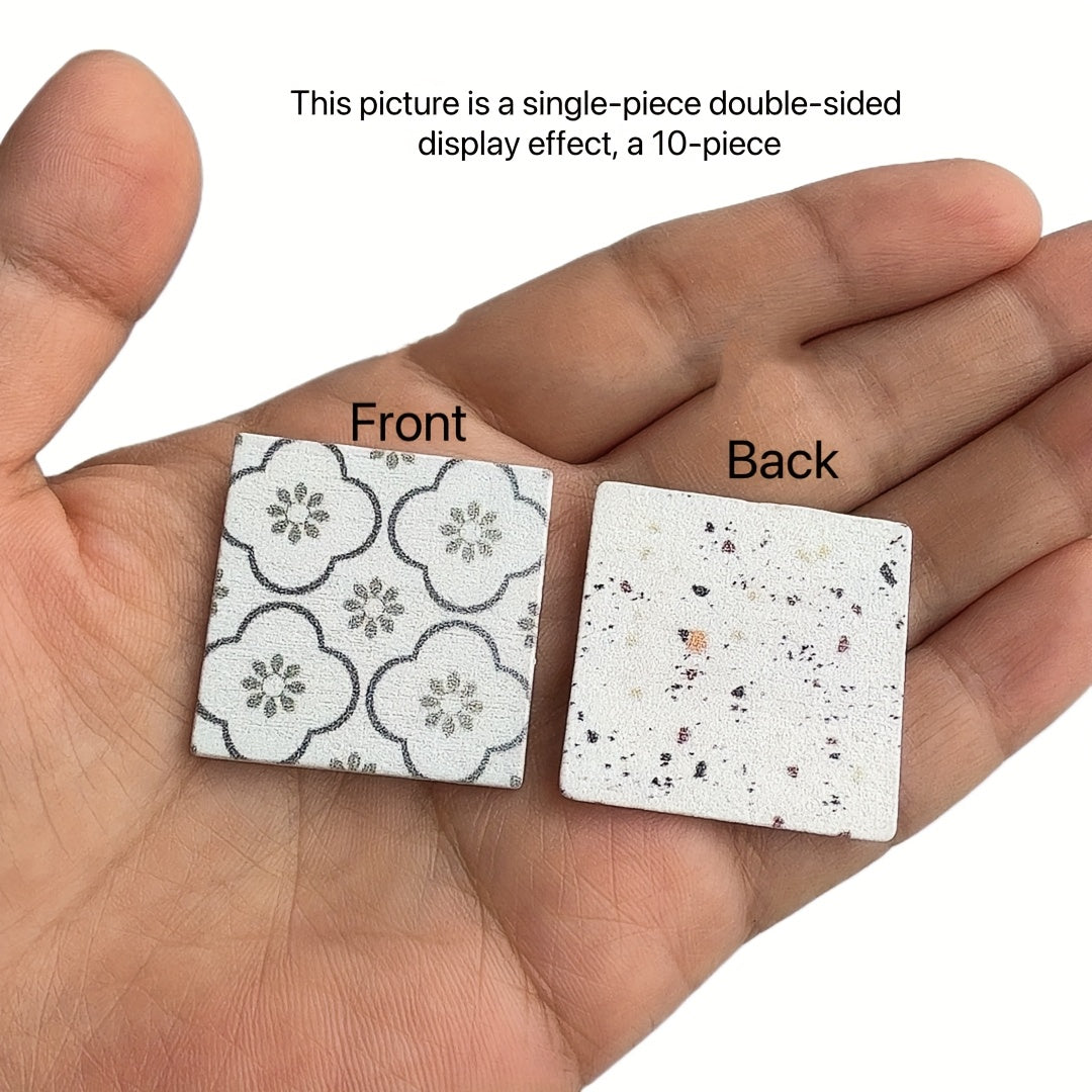 10pcs 1:12 Dollhouse Floor Tiles Geometric Patterns & Colorful Designs