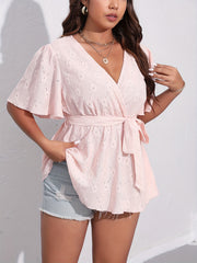  Eyelet Embroidered Short Sleeve Top