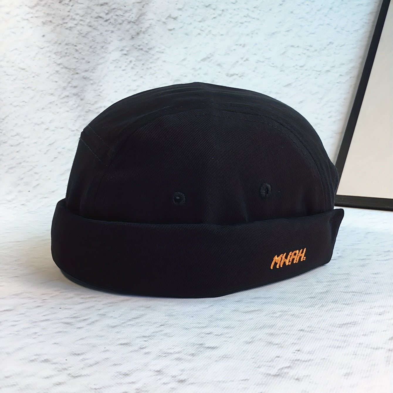 Men's Embroidery Letter Landlord Beanie Hat Japanese Hip Hop - Black