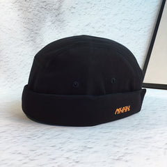 Men's Embroidery Letter Landlord Beanie Hat Japanese Hip Hop - Black