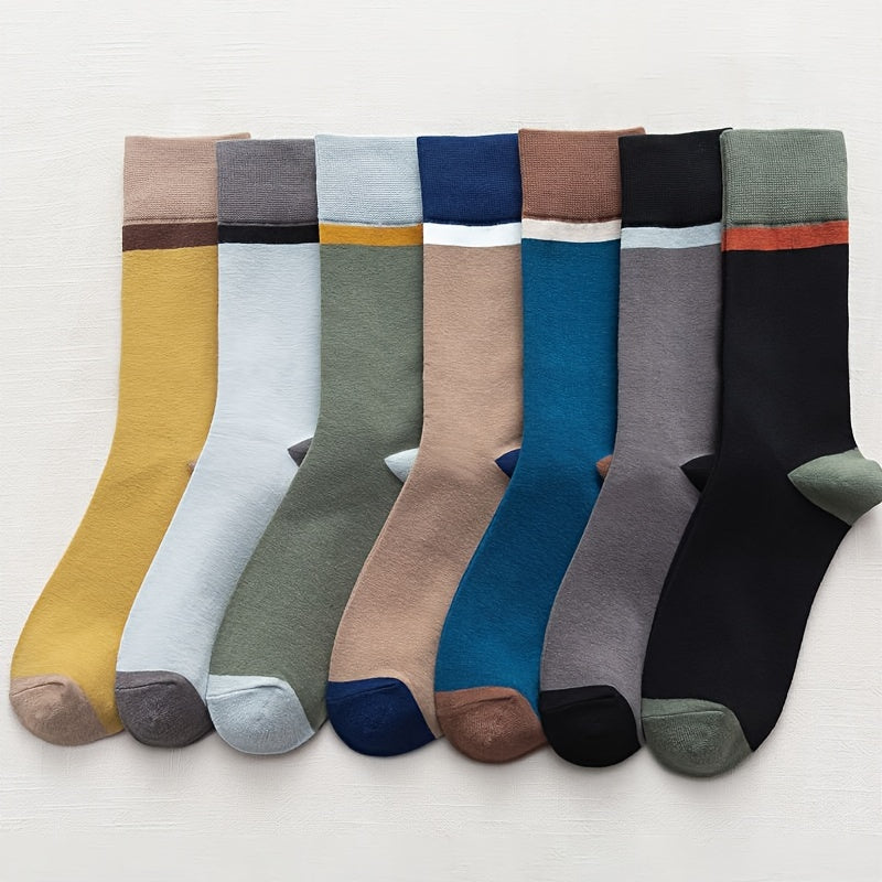 7 Pairs Striped Colorblock Socks Mid Tube Women's Stockings