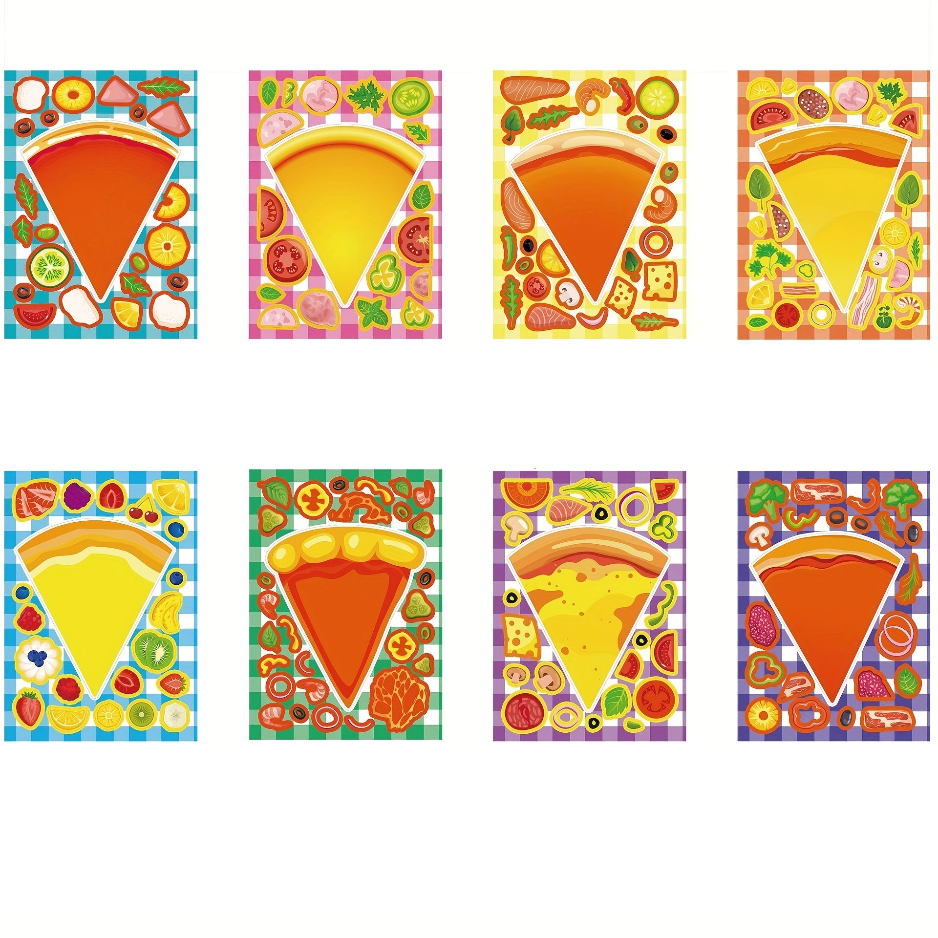 16 Pack Vinyl Cartoon Pizza Dessert DIY Stickers for Plastic Surfaces