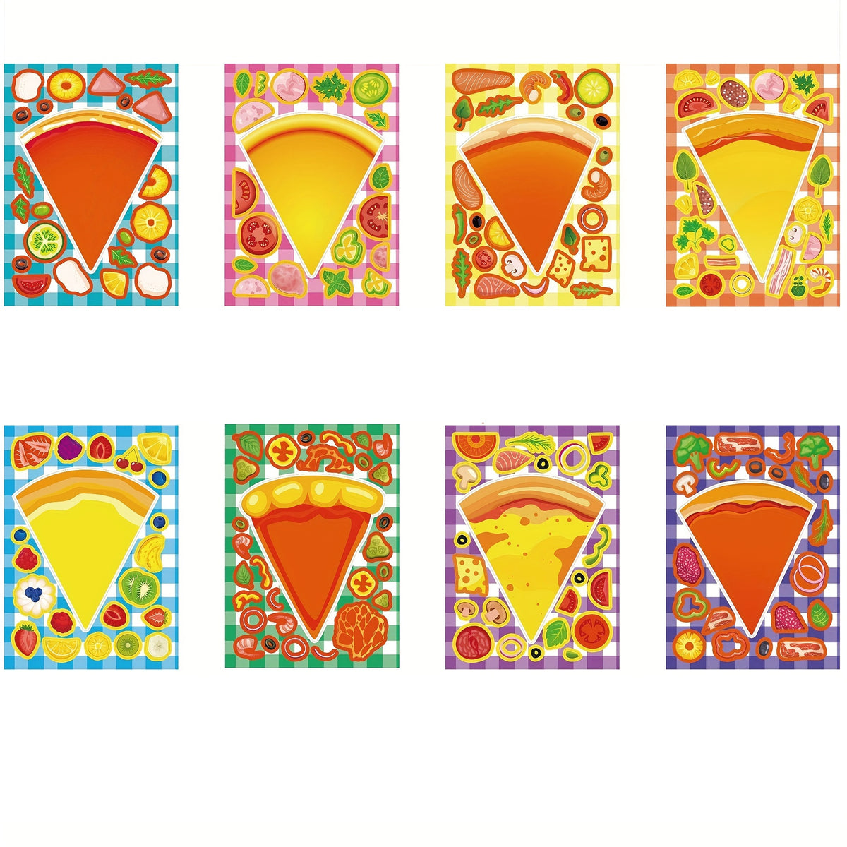 16 Pack Vinyl Cartoon Pizza Dessert DIY Stickers for Plastic Surfaces