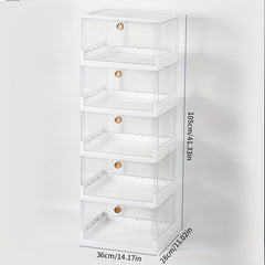 Foldable Shoes Storage Box with Lock & Front Door Portable Dustproof Basket