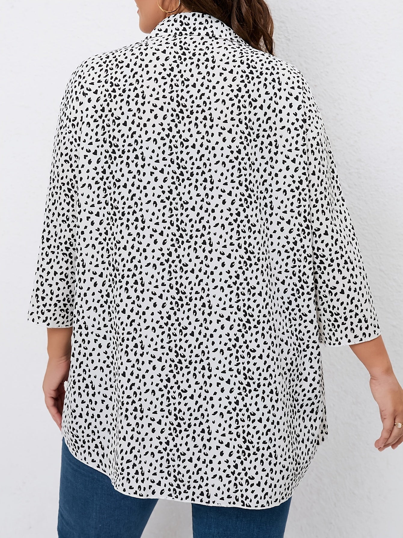  Leopard Print Button Up Long Sleeve Blouse