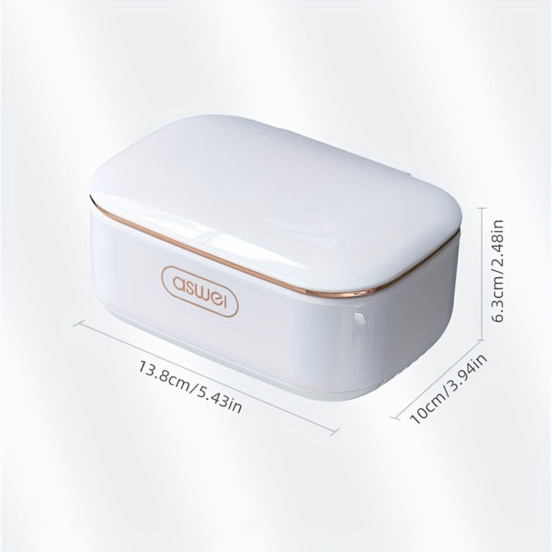 Wall Mounted Double Layer Soap Box with Lid Flip Shelf