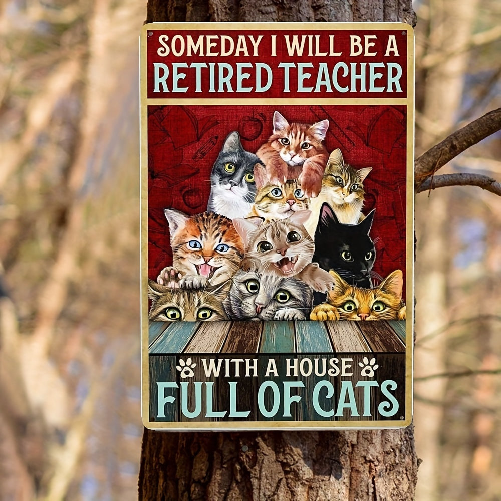 Retired Teacher Cats Poster Metal Tin Sign