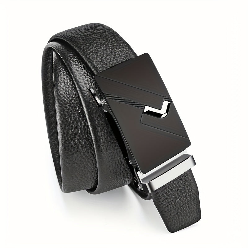 Men's Automatic Buckle Belt PU Leather Business Waist Strap