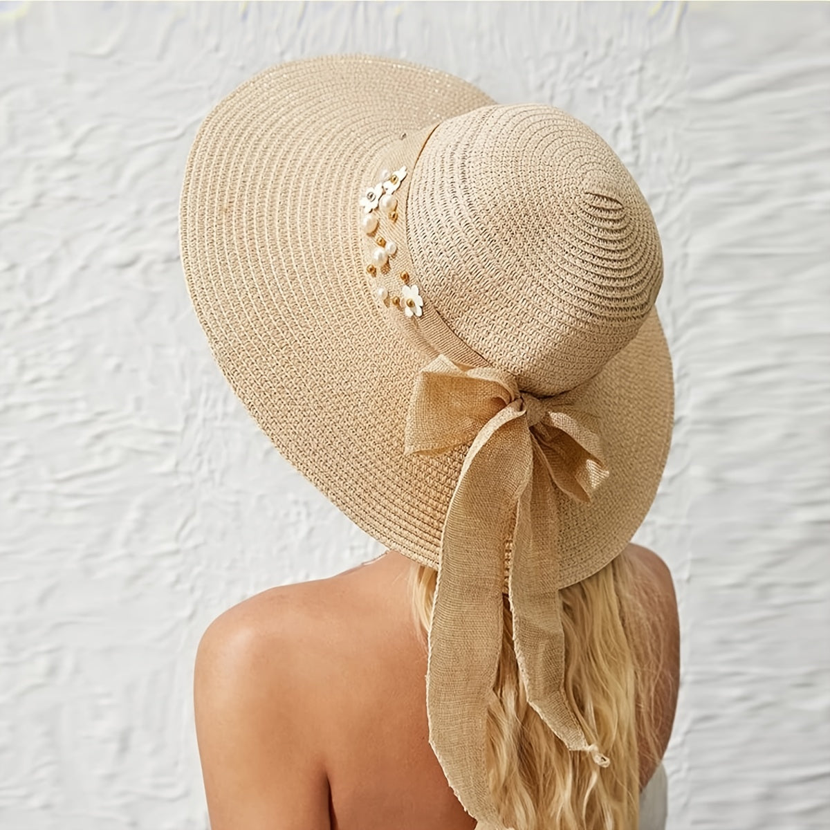 Wide Brim Straw Hat Sunshade Chain Decoration Gift For Her