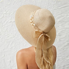 Wide Brim Straw Hat Sunshade Chain Decoration Gift For Her