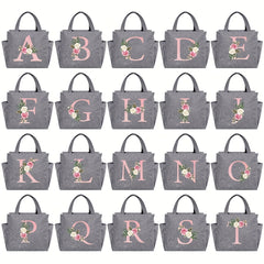 Stylish Insulated Canvas Lunch Bag Floral Print Zip Closure For Work