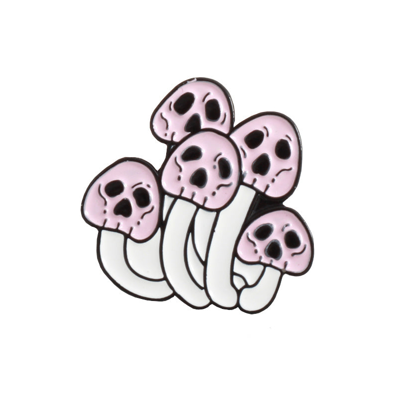 Skull Face Mushroom Brooch