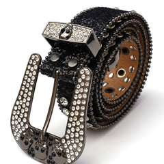 Rhinestone Rivet Punk Skull Head Unisex Western Cowboy Cowgirl Belt Bling