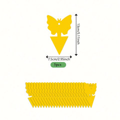 5pcs Butterfly Sticky Insect Board Yellow Fly Sticker Fruit Fly Trap