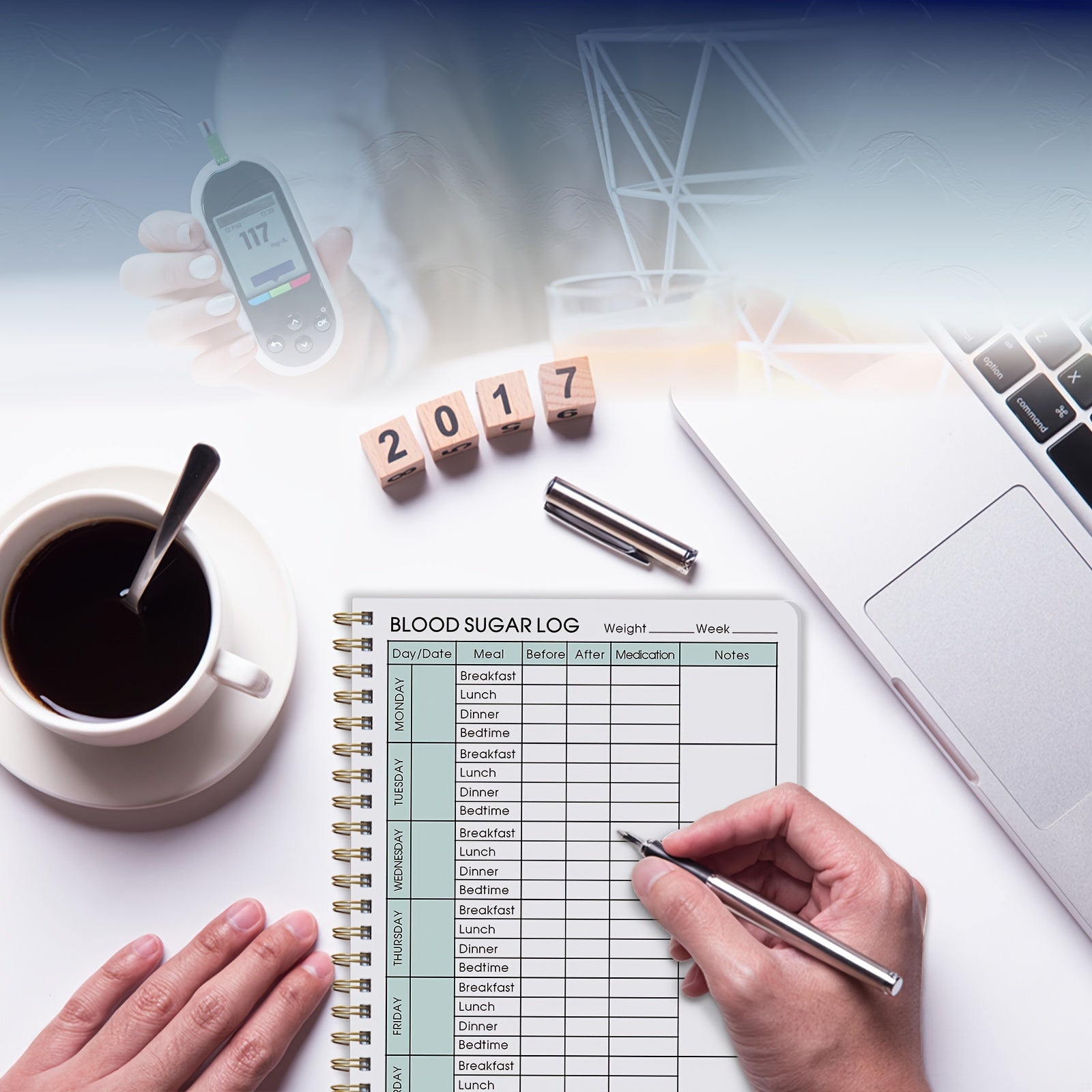 Daily Health Diary Logbook A5 Blood Glucose Medication Tracker