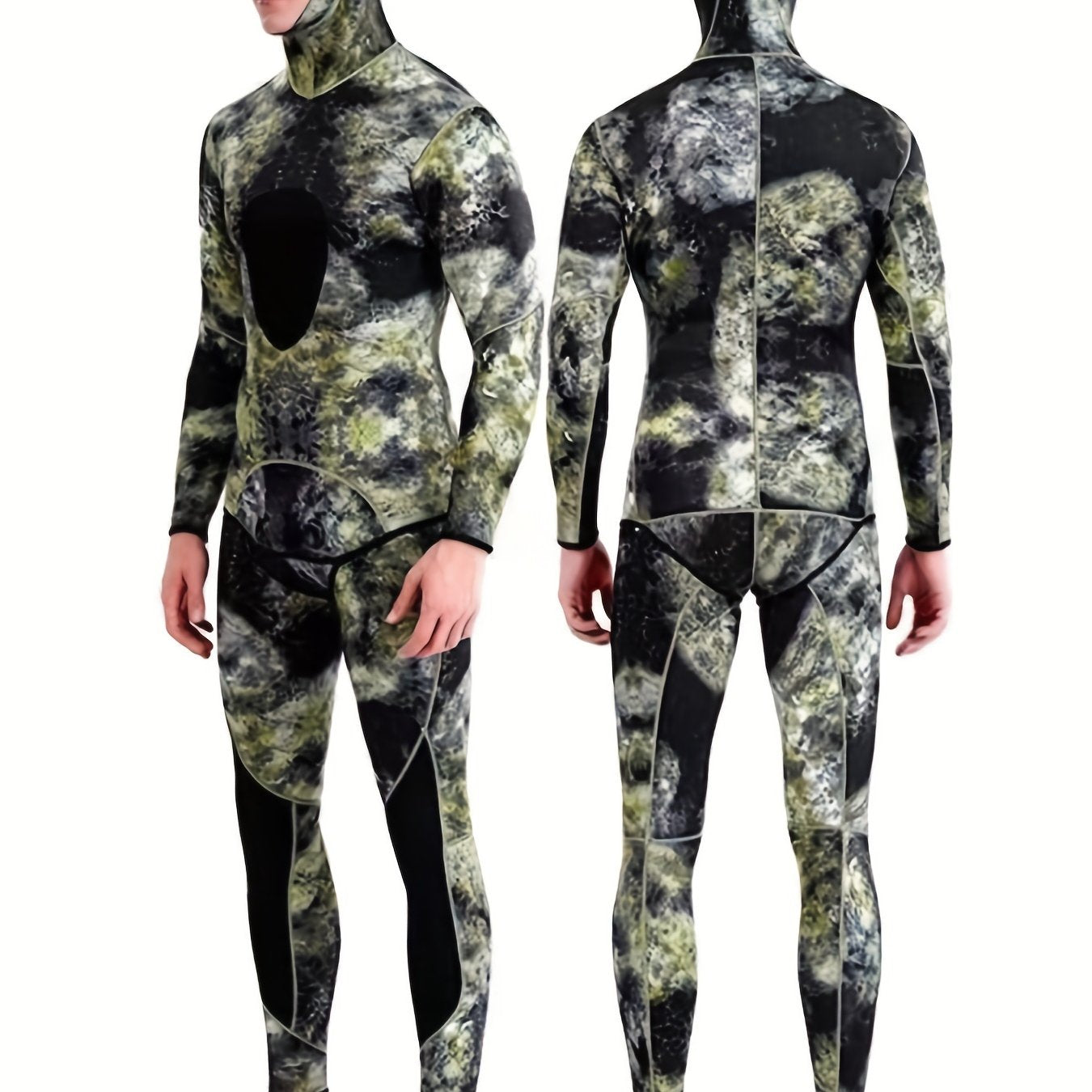 Men's Neoprene 3mm Hoodie Wetsuit Camo Mid Stretch Full Suit
