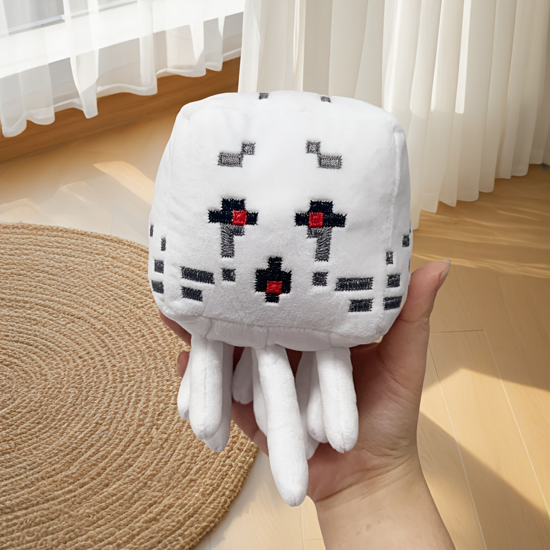 Pixel Art Plush Toy Soft Stuffed Animal Red Accents High Fabric Kid