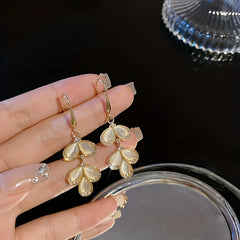 Opal Stone Petal Earrings Wedding Jewelry Accessories