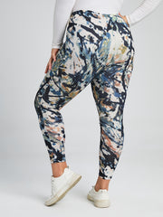  High Rise Random Print Leggings Women's Plus High Stretch Boho Skinny