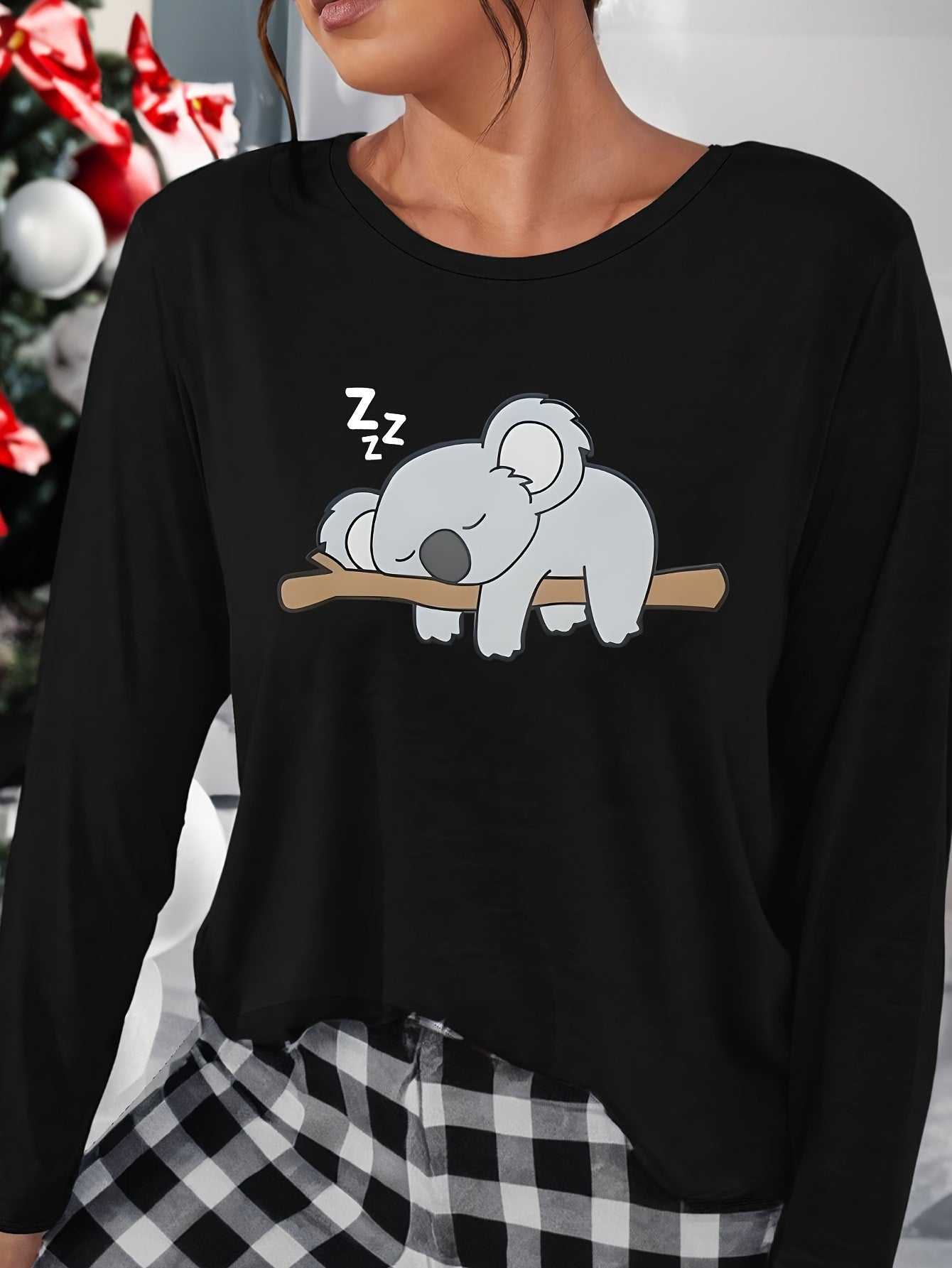 Cute Koala Print Lounge Top Women's Sleepwear