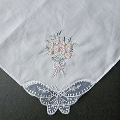 3pcs Flower Embroidered Handkerchief Wedding Supplies