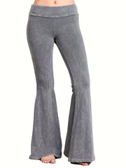  Denim Print Flare Leg Pants