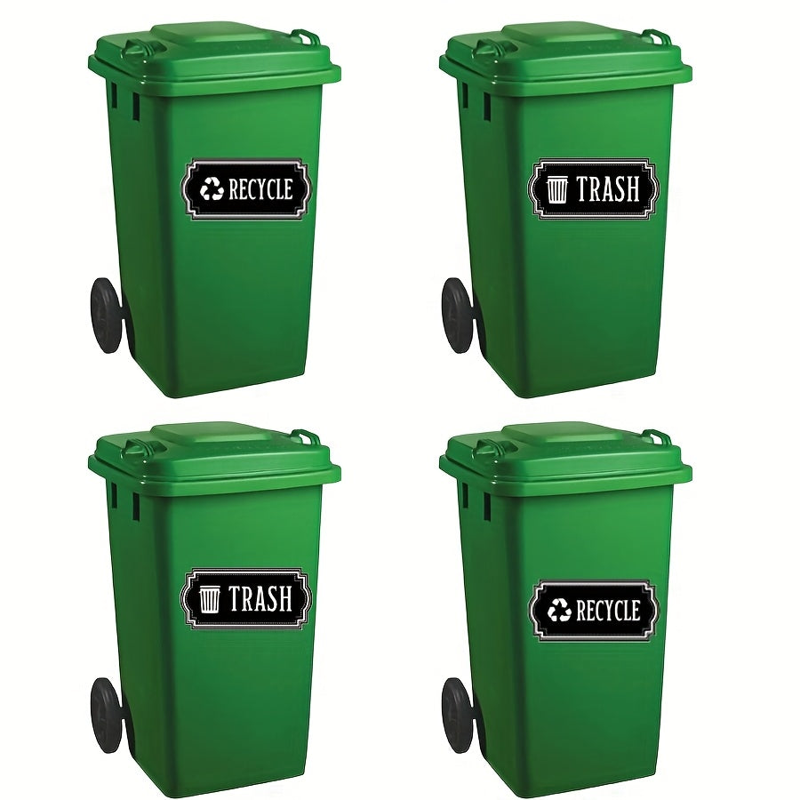 2pcs Gray Recycling Trash Stickers Glossy Finish Indoor Outdoor Use