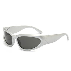 Punk Y2K Wrap Around Sunglasses - Cyber Silvery Glasses - UV400 Protection