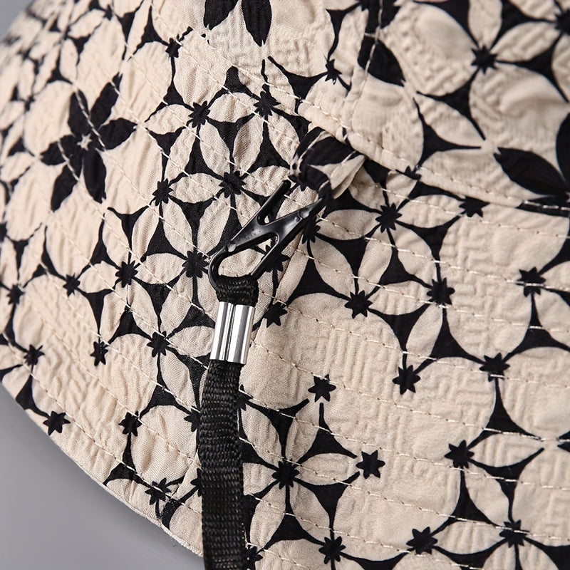 Flower Print Reversible Bucket Hat Lightweight Sunshade Fisherman