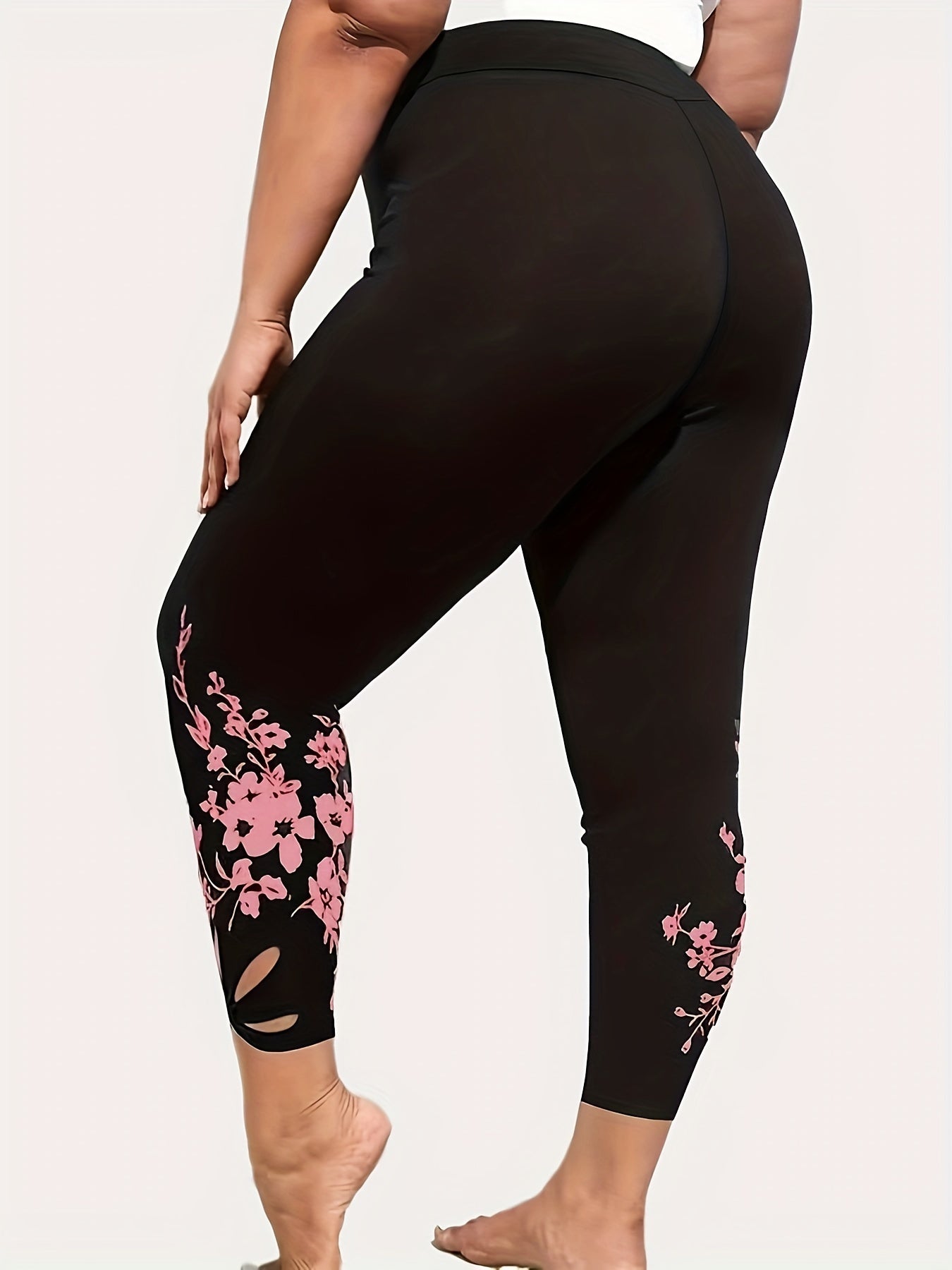  Floral Print Cut Out High Rise Leggings