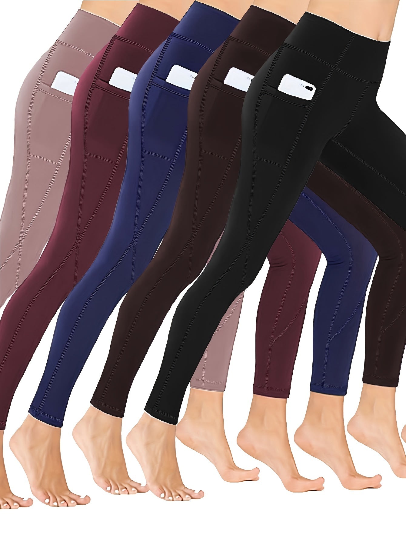 5 Pack Plus Size High Rise Sports Leggings Set