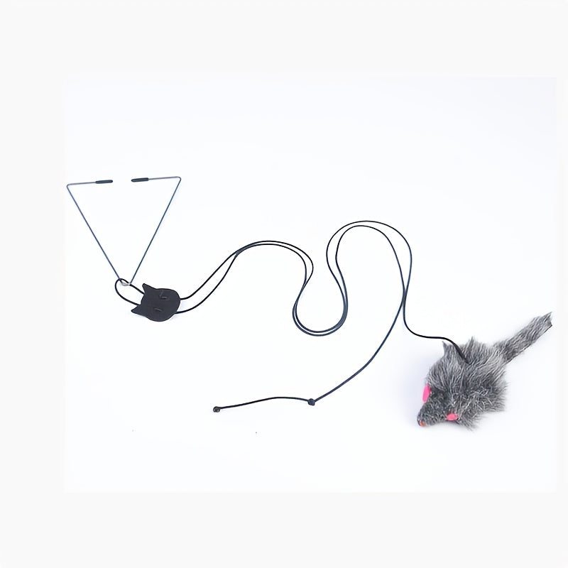 Interactive Door Hanging Cat Toy with Mouse Teaser