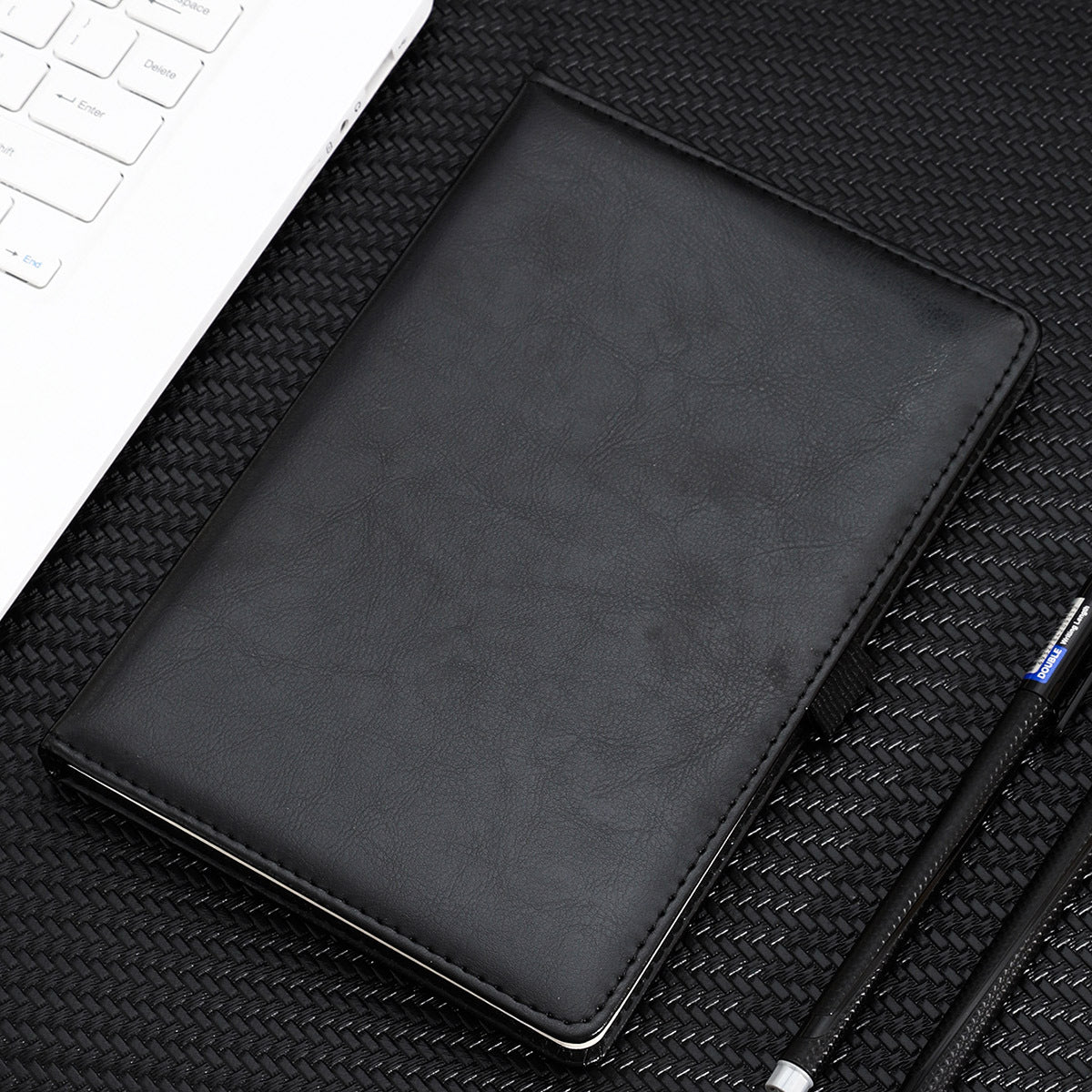 A5 Leather Cover Notepad Elastic Pen Ring Business Journal