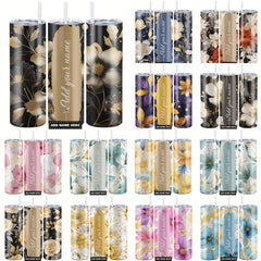 Custom Name Floral Print 20oz Stainless Steel Tumbler