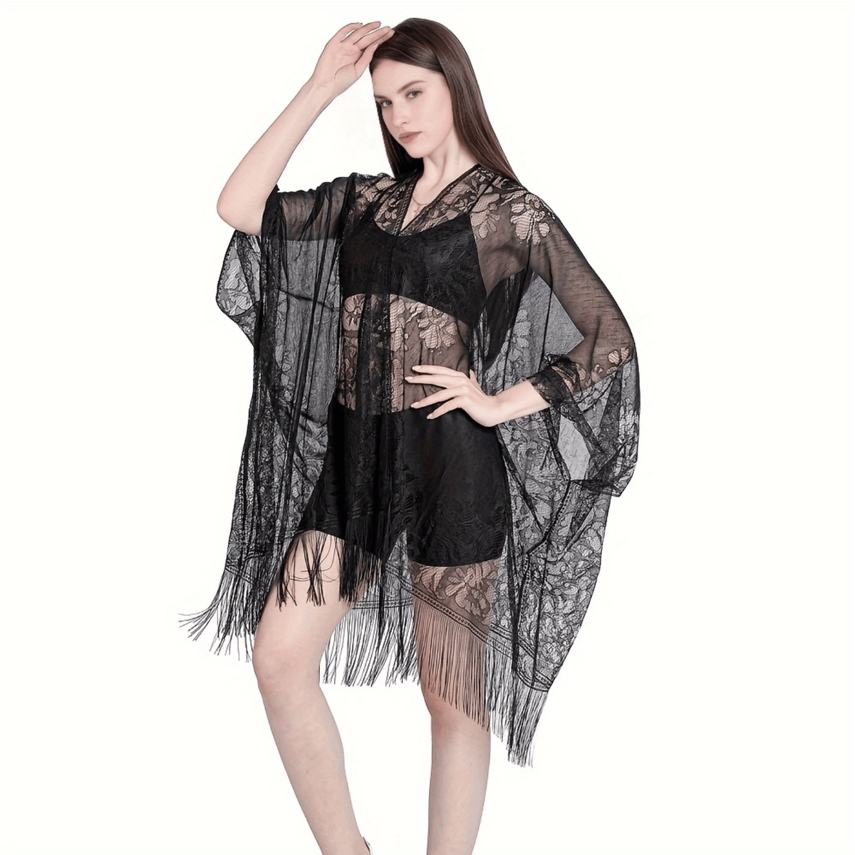 Boho Flower Hollow Out Shawl Large Tassel Scarf Thin Breathable Wraps
