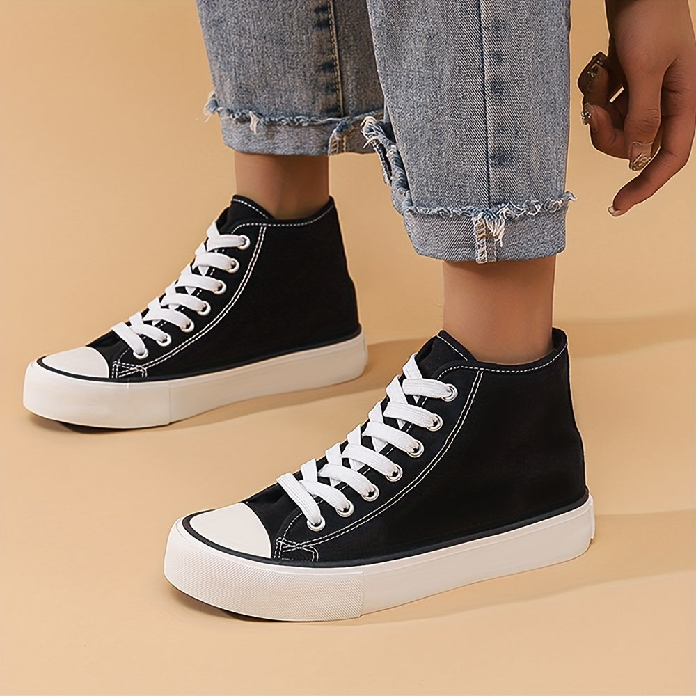 High Top Chunky Canvas Sneakers Lace Up Heighten