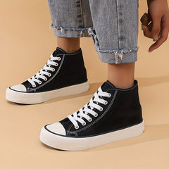 High Top Chunky Canvas Sneakers Lace Up Heighten
