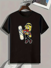 Skateboard Print Men's Graphic T-shirt for Summer