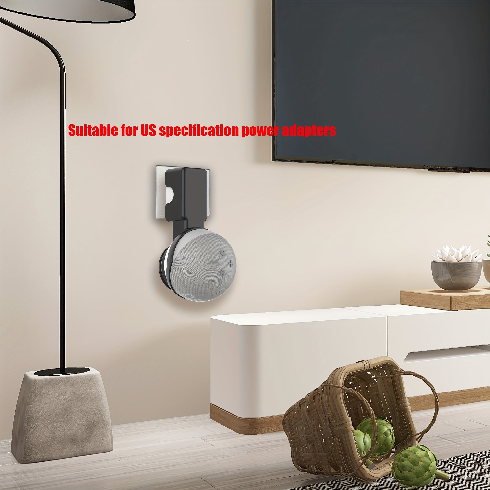 Echo Dot 4th 5th Gen Smart Speaker Wall Mount Storage Rack for US Power Adapters